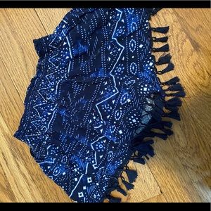 fringe pattern shorts
